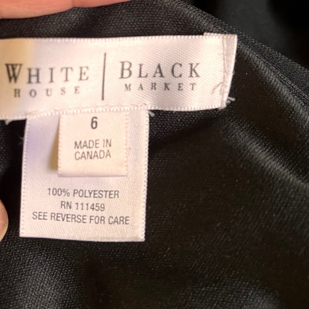 White House Black Market Black Wrap Midi Dress V-Neck Crisscross Back Size 6 - Picture 8 of 11